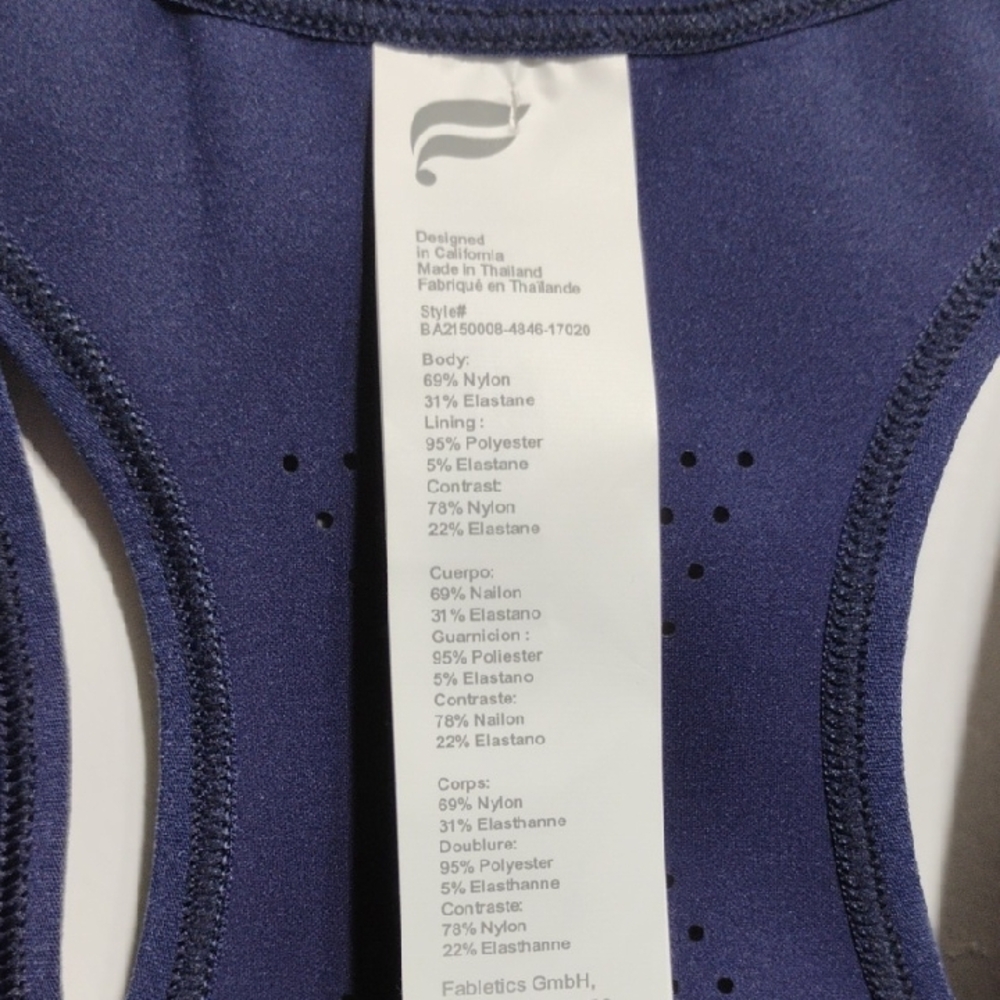 NWOT Fabletics Blare Zip Front High Impact Blue Sports Bra XS (XX-53) - Picture 2 of 5